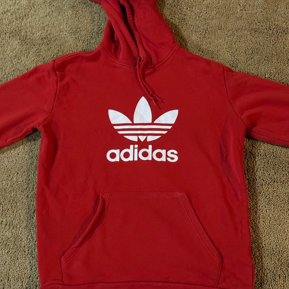 Adidas red Hoodie with Iconic Emblem